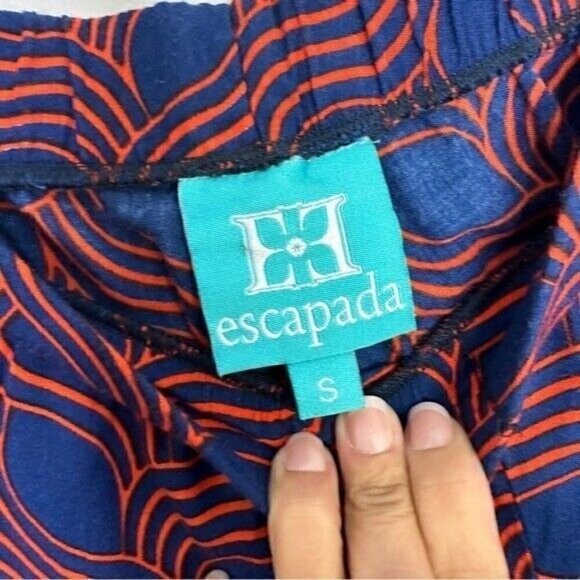 ESCAPADA Living navy & Red Geometric Wide Leg Palazzo Pants Size Small - Picture 8 of 10
